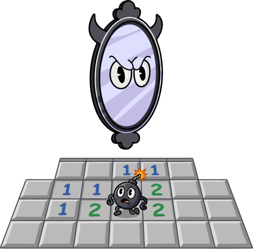 Mirror mascot above a Minesweeper board